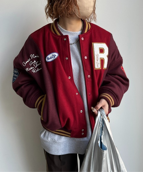 CPCM（シーピーシーエム）の「袖配色ロゴスタジャン（スタジャン・レディース・ネイビー/レッド/グリーン・FREE）」の18枚目の写真