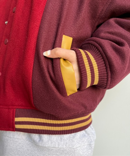 CPCM（シーピーシーエム）の「袖配色ロゴスタジャン（スタジャン・レディース・ネイビー/レッド/グリーン・FREE）」の21枚目の写真