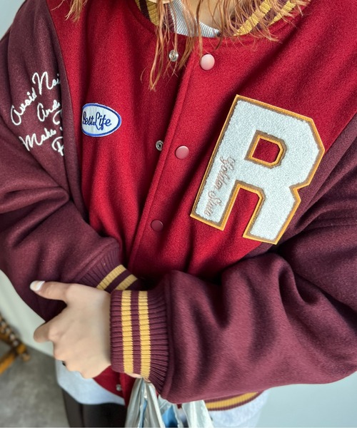 CPCM（シーピーシーエム）の「袖配色ロゴスタジャン（スタジャン・レディース・ネイビー/レッド/グリーン・FREE）」の22枚目の写真