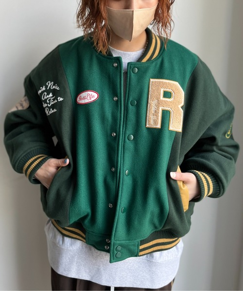 CPCM（シーピーシーエム）の「袖配色ロゴスタジャン（スタジャン・レディース・ネイビー/レッド/グリーン・FREE）」の9枚目の写真