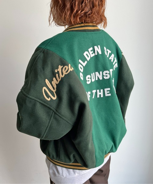 CPCM（シーピーシーエム）の「袖配色ロゴスタジャン（スタジャン・レディース・ネイビー/レッド/グリーン・FREE）」の6枚目の写真