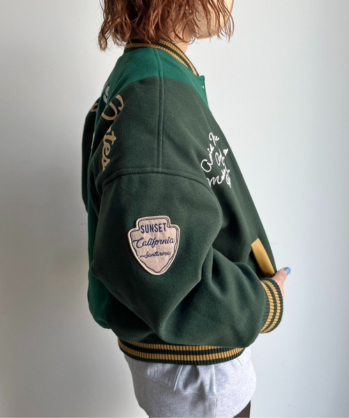 CPCM（シーピーシーエム）の「袖配色ロゴスタジャン（スタジャン・レディース・ネイビー/レッド/グリーン・FREE）」の7枚目の写真