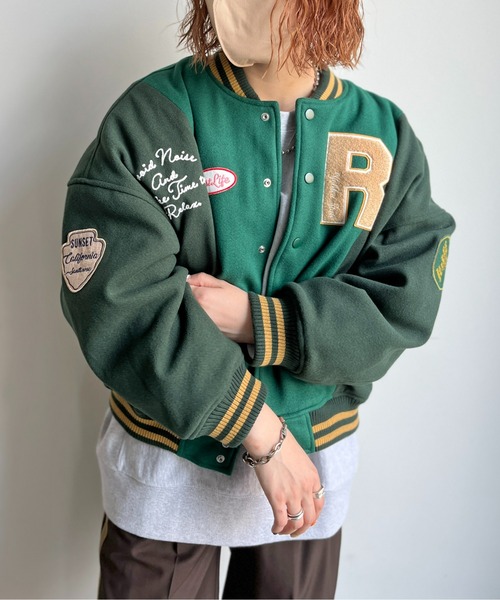 CPCM（シーピーシーエム）の「袖配色ロゴスタジャン（スタジャン・レディース・ネイビー/レッド/グリーン・FREE）」の11枚目の写真