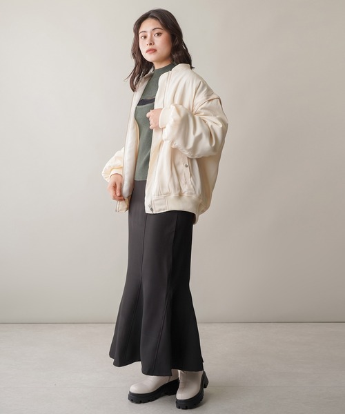 SPINNS(スピンズ)の「【マルチWAY】MA-1肩ジップジャケット/ベスト(MA-1・レディース・アイボリー/カーキ/ブラック・ONESIZE)」の20枚目の写真