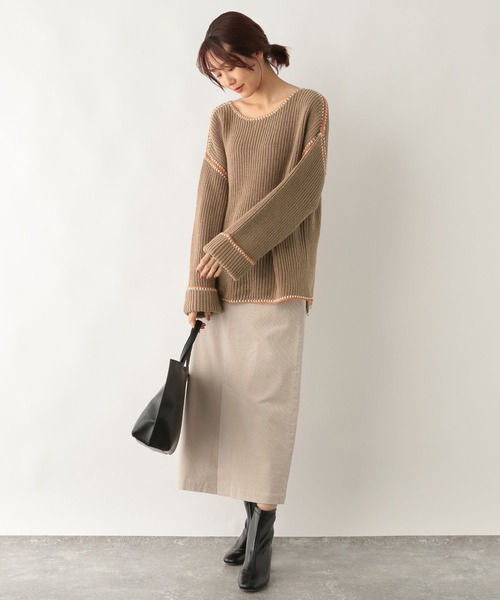 GLOBAL WORK（グローバルワーク）の「配色ステッチニットプルオーバー