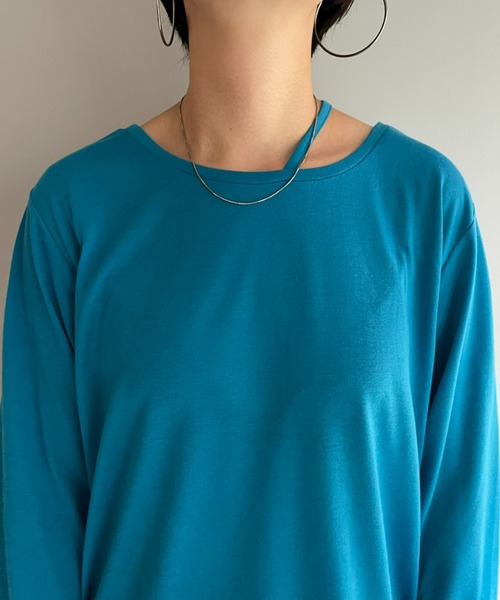 CIAOPANIC(チャオパニック)の「アシメデザインTEE(Tシャツ/カットソー・レディース・ブルー/オフホワイト/ブラック/グリーン・ONE SIZE)」の8枚目の写真