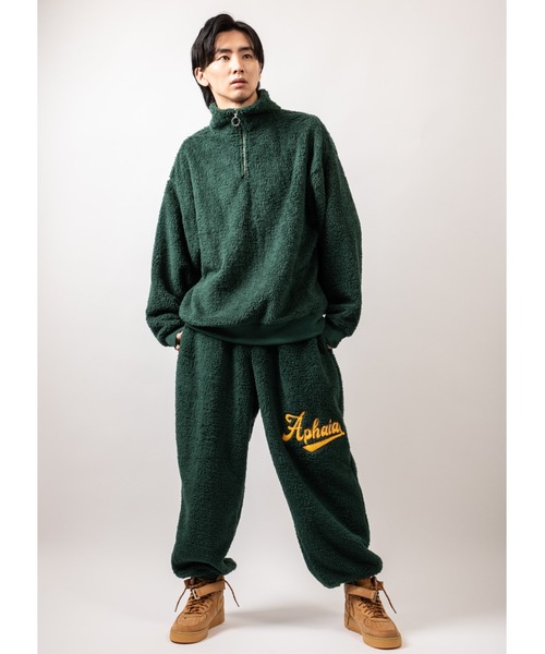 Beno（ビーノ）の「シルキーボア サガラ刺繍レターロゴ ワイドジョガーパンツ（スウェットパンツ・メンズ・グリーン/イエロー/オフホワイト/ピンクベージュ/ブラック・L/M）」の10枚目の写真