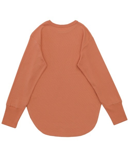 select MOCA(セレクトモカ)の「サーマルラウンドヘムベーシックロングTシャツ(Tシャツ/カットソー・レディース・コーラル/ブラック/オフホワイト・FREE)」の5枚目の写真
