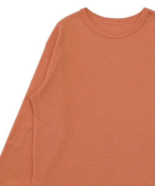 select MOCA(セレクトモカ)の「サーマルラウンドヘムベーシックロングTシャツ(Tシャツ/カットソー・レディース・コーラル/ブラック/オフホワイト・FREE)」の6枚目の写真