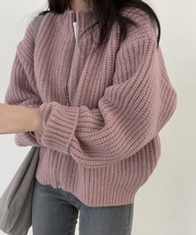 SONYUNARA ラウンドネックジップアップニット