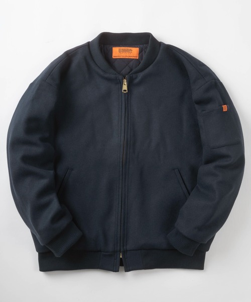 UNIVERSAL OVERALL(ユニバーサルオーバーオール)の「【UNIVERSAL OVERALL/ユニバーサルオーバーオール】ライトメルトン ブルゾン/ TEAM JACKET/メルトンチームジャケット/ビッグシルエット(ブルゾン・メンズ・ブラック/ネイビー/キャメル・M/L/XL)」の1枚目の写真