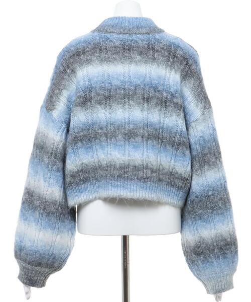 INGNI（イング）の「モックネックグラデーションケーブルニット（ニット/セーター・レディース・ブルー/ピンク/イエロー・M）」の6枚目の写真