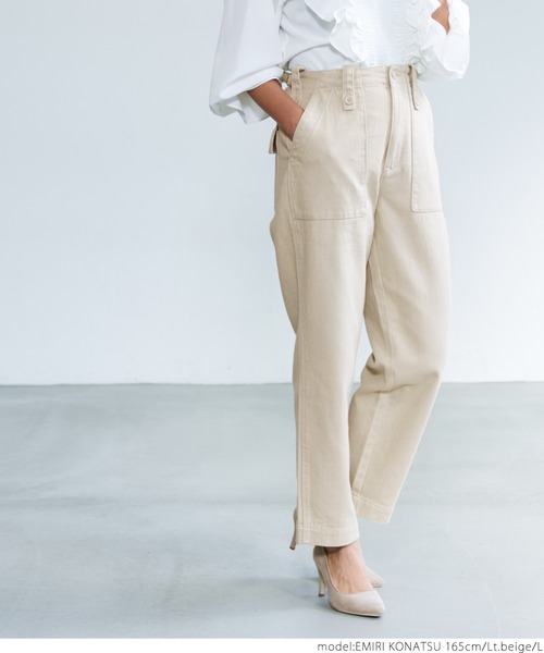 coca(coca)(コカ)の「カツラギサイドベルトベイカーパンツ(その他パンツ・レディース・カーキ/ライトベージュ・S/M/L)」の4枚目の写真