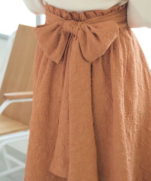 WILLSELECTION（ウィルセレクション）の「ふくれジャガードフレアスカート（スカート・レディース・オレンジ/サックスブルー/ベージュ/ブラック・MEDIUM）」の5枚目の写真