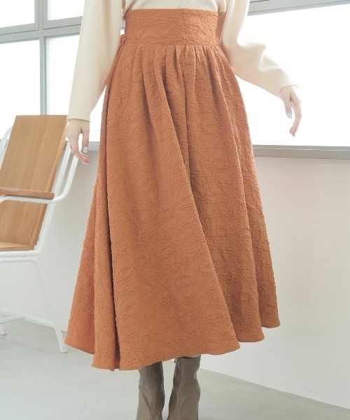 WILLSELECTION（ウィルセレクション）の「ふくれジャガードフレアスカート（スカート・レディース・オレンジ/サックスブルー/ベージュ/ブラック・MEDIUM）」の6枚目の写真