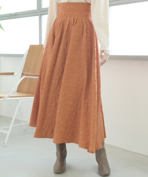 WILLSELECTION（ウィルセレクション）の「ふくれジャガードフレアスカート（スカート・レディース・オレンジ/サックスブルー/ベージュ/ブラック・MEDIUM）」の7枚目の写真