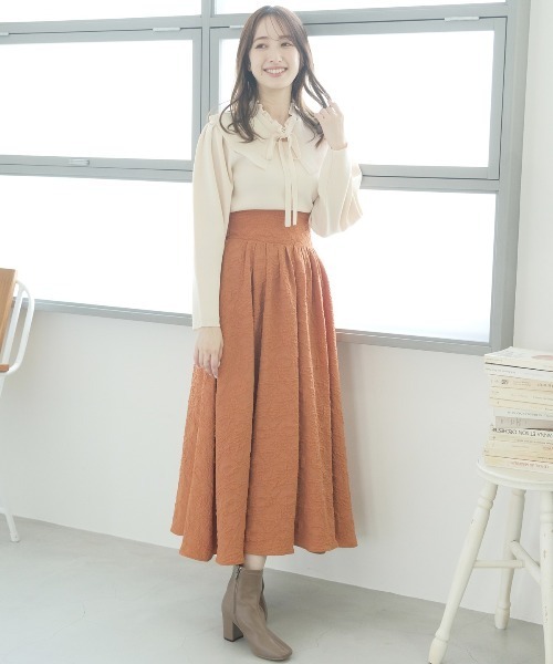 WILLSELECTION（ウィルセレクション）の「ふくれジャガードフレアスカート（スカート・レディース・オレンジ/サックスブルー/ベージュ/ブラック・MEDIUM）」の10枚目の写真
