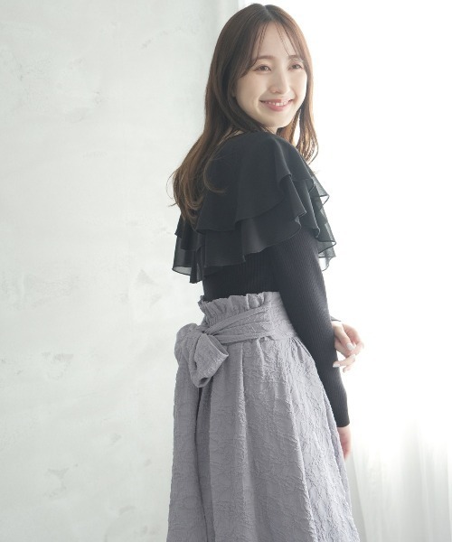 WILLSELECTION（ウィルセレクション）の「ふくれジャガードフレアスカート（スカート・レディース・オレンジ/サックスブルー/ベージュ/ブラック・MEDIUM）」の11枚目の写真