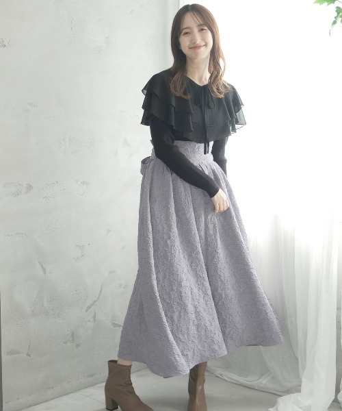 WILLSELECTION（ウィルセレクション）の「ふくれジャガードフレアスカート（スカート・レディース・オレンジ/サックスブルー/ベージュ/ブラック・MEDIUM）」の14枚目の写真