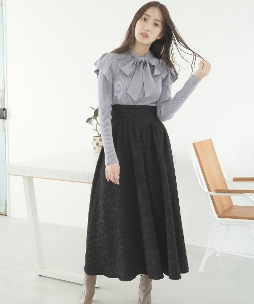 WILLSELECTION（ウィルセレクション）の「ふくれジャガードフレアスカート（スカート・レディース・オレンジ/サックスブルー/ベージュ/ブラック・MEDIUM）」の19枚目の写真