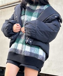 チェックリブチュニックトップス