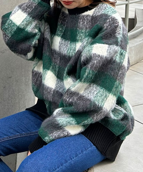 INGNI（イング）の「チェックリブチュニックトップス（その他トップス・レディース・グリーン/ブラウン/ブラック・M）」の18枚目の写真