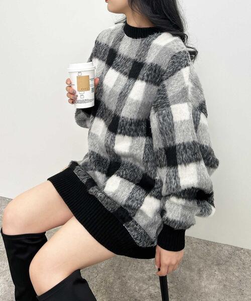 INGNI（イング）の「チェックリブチュニックトップス（その他トップス・レディース・グリーン/ブラウン/ブラック・M）」の11枚目の写真