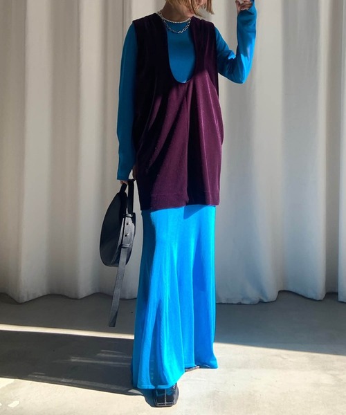 アメリ　AMERI NUANCE CURVE VELOUR VEST AW Ameri（アメリ）の「NUANCE CURVE VELOUR VEST（ベスト）」 - WEAR