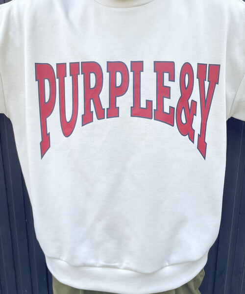 Purple&Yellow（パープルアンドイエロー）の「ダンボールニット ロゴプリントプルオーバー（スウェット・メンズ・アイボリー/ライトピンク/サックスブルー・S/M/L）」の18枚目の写真