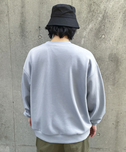 Purple&Yellow（パープルアンドイエロー）の「ダンボールニット ロゴプリントプルオーバー（スウェット・メンズ・アイボリー/ライトピンク/サックスブルー・S/M/L）」の5枚目の写真