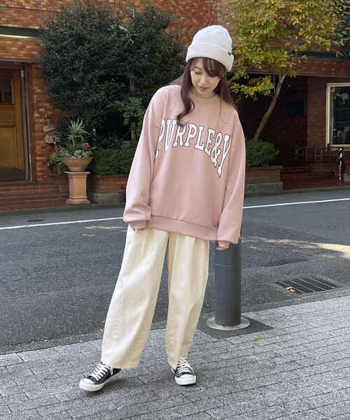 Purple&Yellow（パープルアンドイエロー）の「ダンボールニット ロゴプリントプルオーバー（スウェット・メンズ・アイボリー/ライトピンク/サックスブルー・S/M/L）」の20枚目の写真