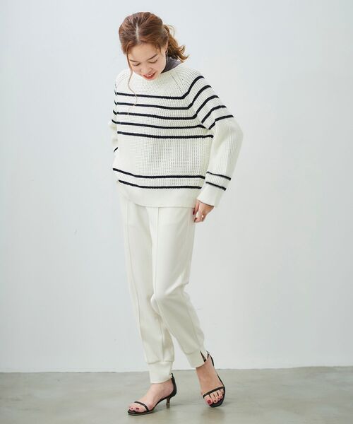 le.coeur blanc(ルクールブラン)の「ヘンケイボーダー畦アミプルオーバー(ニット/セーター・レディース・オフホワイト/ブルー系その他4・38)」の13枚目の写真