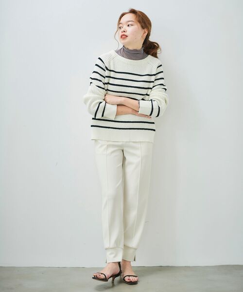 le.coeur blanc(ルクールブラン)の「ヘンケイボーダー畦アミプルオーバー(ニット/セーター・レディース・オフホワイト/ブルー系その他4・38)」の11枚目の写真