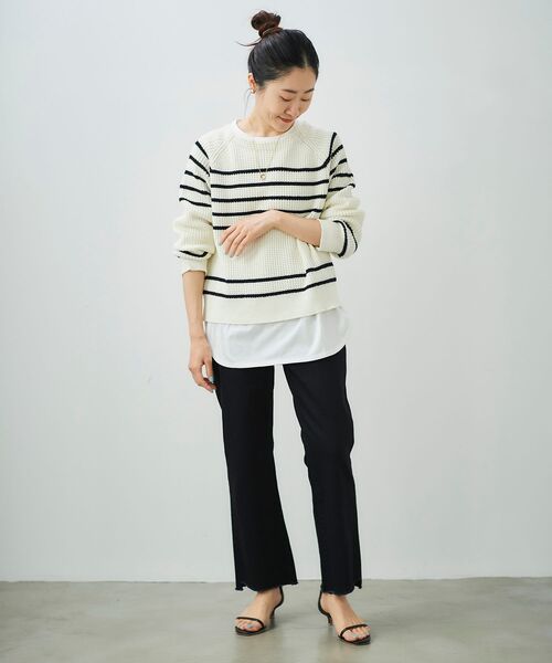 le.coeur blanc(ルクールブラン)の「ヘンケイボーダー畦アミプルオーバー(ニット/セーター・レディース・オフホワイト/ブルー系その他4・38)」の17枚目の写真