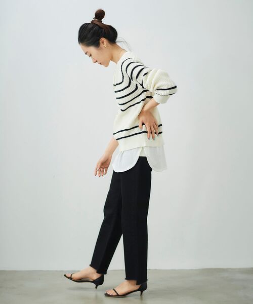 le.coeur blanc(ルクールブラン)の「ヘンケイボーダー畦アミプルオーバー(ニット/セーター・レディース・オフホワイト/ブルー系その他4・38)」の5枚目の写真