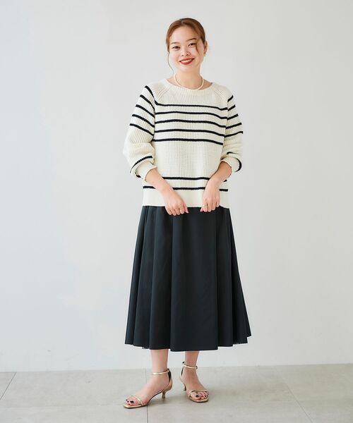 le.coeur blanc(ルクールブラン)の「ヘンケイボーダー畦アミプルオーバー(ニット/セーター・レディース・オフホワイト/ブルー系その他4・38)」の14枚目の写真