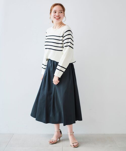 le.coeur blanc(ルクールブラン)の「ヘンケイボーダー畦アミプルオーバー(ニット/セーター・レディース・オフホワイト/ブルー系その他4・38)」の12枚目の写真