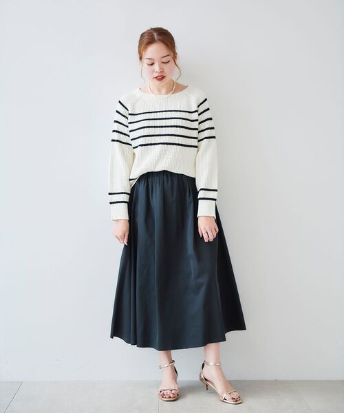 le.coeur blanc(ルクールブラン)の「ヘンケイボーダー畦アミプルオーバー(ニット/セーター・レディース・オフホワイト/ブルー系その他4・38)」の16枚目の写真