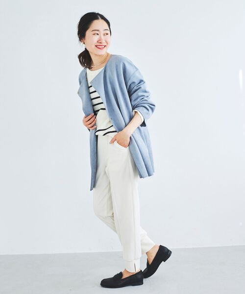 le.coeur blanc(ルクールブラン)の「ヘンケイボーダー畦アミプルオーバー(ニット/セーター・レディース・オフホワイト/ブルー系その他4・38)」の6枚目の写真