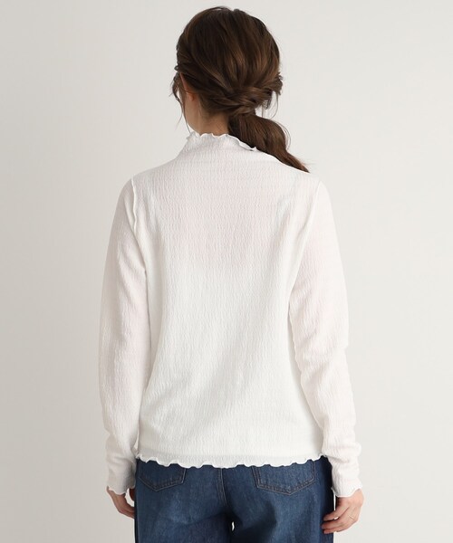 DRESKIP（ドレスキップ）の「◆しぼ感シアーハイネックインナートップス（Tシャツ/カットソー・レディース・オフホワイト/レモンイエロー/ブラック・02/03）」の7枚目の写真