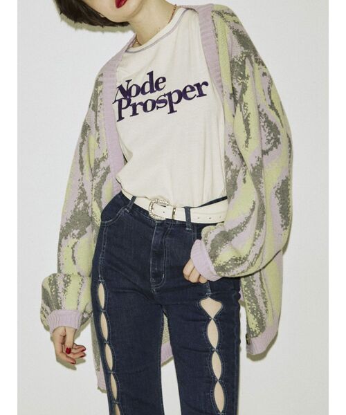 jouetie（ジュエティ）の「スプリングカラールーズカーデ【ニットカーディガン】（カーディガン/ボレロ・レディース・パープル/ピンク/ブルー/グリーン・MEDIUM）」の4枚目の写真