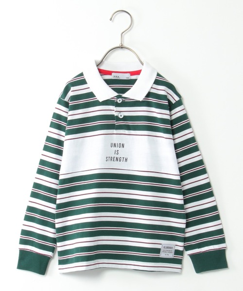 ikka(イッカ)の「切り替えボーダーラガーTシャツ(120~160cm)(Tシャツ/カットソー・キッズ・グリーン・120/130/140/150/160)」の1枚目の写真