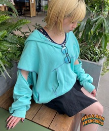 HELLO.SANFRANCISCO | 【HELLO.SANFRANCISCO/ハローサンフランシスコ】配色ステッチカットアウトフーディー(パーカー)