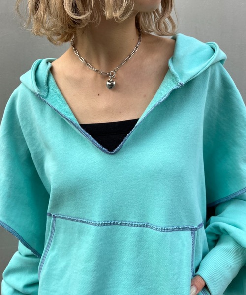 HELLO.SANFRANCISCO(ハローサンフランシスコ)の「【HELLO.SANFRANCISCO/ハローサンフランシスコ】配色ステッチカットアウトフーディー(パーカー・レディース・オレンジ/オフホワイト/ブルー・FREE)」の9枚目の写真