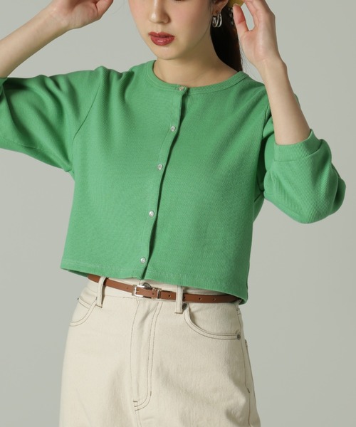 FREE'S MART（フリーズマート）の「◆リブショート丈カットソーカーディガン（カーディガン/ボレロ・レディース・グリーン/ホワイト/ブラック/イエロー・FREE）」の5枚目の写真