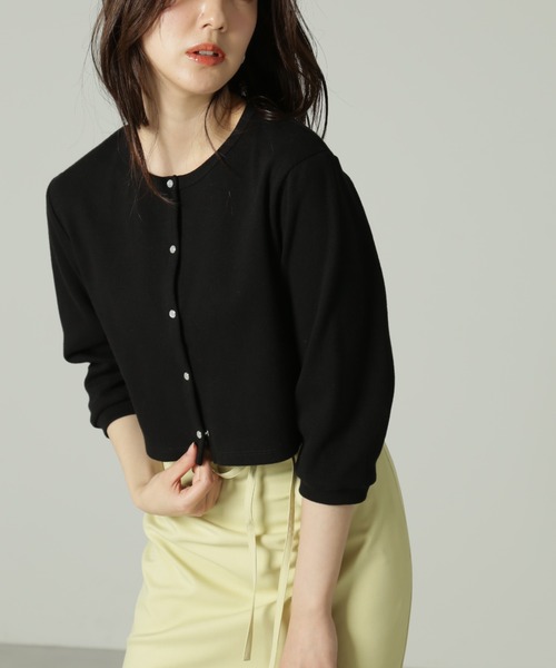 FREE'S MART（フリーズマート）の「◆リブショート丈カットソーカーディガン（カーディガン/ボレロ・レディース・グリーン/ホワイト/ブラック/イエロー・FREE）」の14枚目の写真