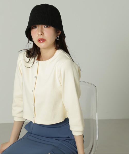 FREE'S MART（フリーズマート）の「◆リブショート丈カットソーカーディガン（カーディガン/ボレロ・レディース・グリーン/ホワイト/ブラック/イエロー・FREE）」の16枚目の写真