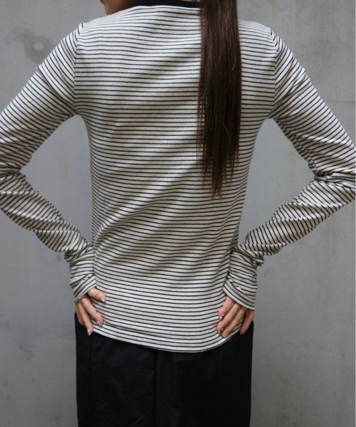 TRUNC(トランクエイティーエイト)の「Soft Touch Border Tee(Tシャツ/カットソー・レディース・ブラック/アイボリー/チャコールグレー・FREE)」の9枚目の写真