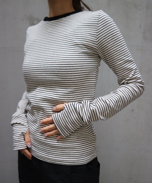 TRUNC(トランクエイティーエイト)の「Soft Touch Border Tee(Tシャツ/カットソー・レディース・ブラック/アイボリー/チャコールグレー・FREE)」の8枚目の写真