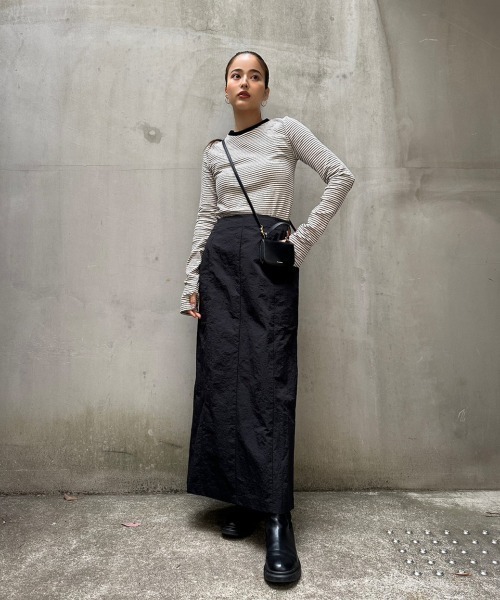 TRUNC(トランクエイティーエイト)の「Soft Touch Border Tee(Tシャツ/カットソー・レディース・ブラック/アイボリー/チャコールグレー・FREE)」の6枚目の写真